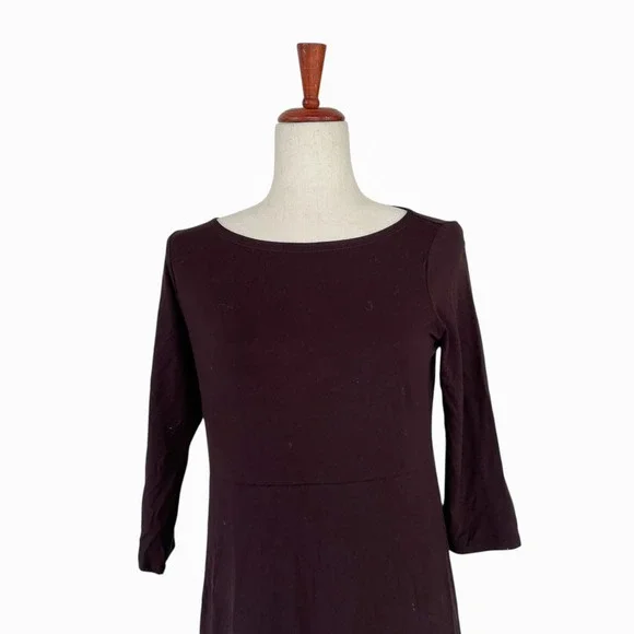 Eileen Fisher Women's Petite Small Dress Brown Viscose-Jersey Bateau-Neck Midi - Picture 4 of 11